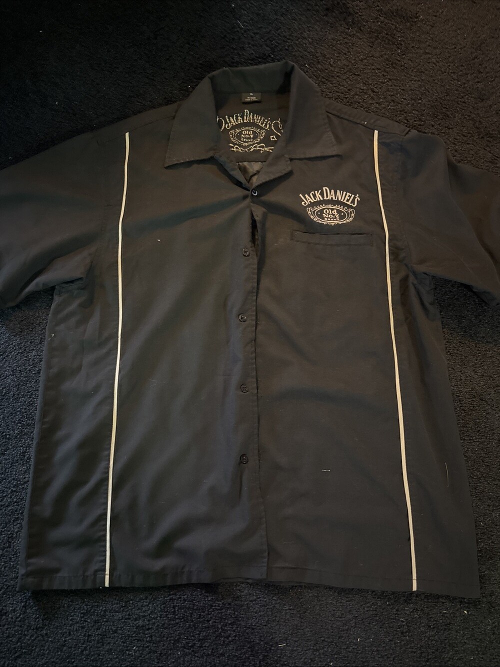 Vintage Jack Daniels Whiskey Number 7 Black Casual Shirt Short Sleeve SzXL